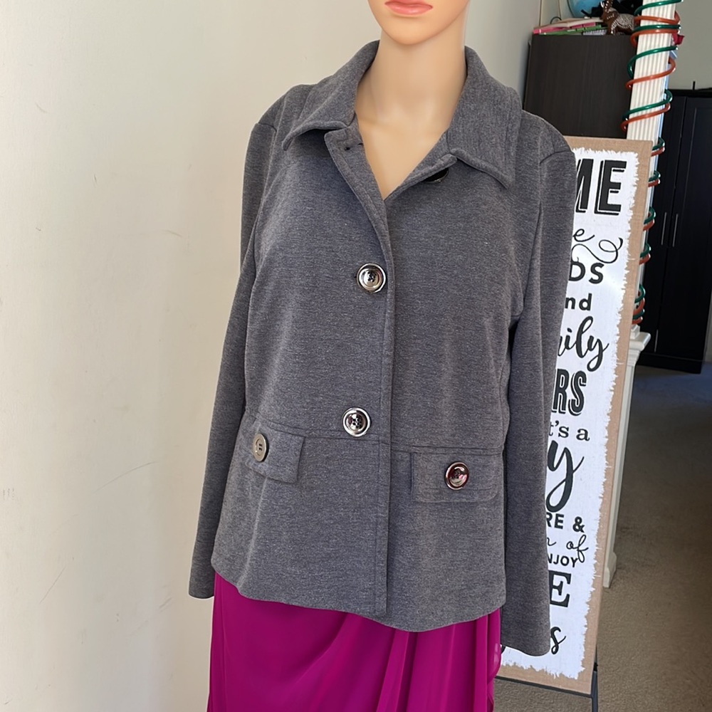 JM Collection Women’s Grey Jacket Size Medium Lightweight Jacket